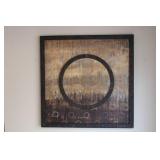 Framed Abstract Wall Art with Circular and Textured Design