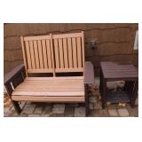 Outdoor Seating Set - Two-Seater Bench and Side Table