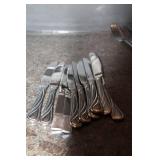 Collection of Silver-Plated Flatware - 40 Pieces Including Knives, Forks, and Spoons