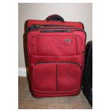 Set of 2 Used Luggage - Red Softside Suitcase and Black Hardside Spinner