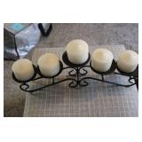 Decorative Metal Candle Holder with 5 Cream Candles