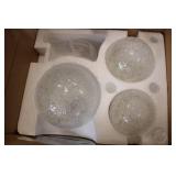 Set of 3 Snow-Filled Glass Spheres with Micro Lights