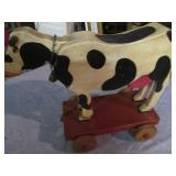 Wooden Cow pull-a-long toy...