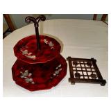 Vintage Maruni Lacquerware Tiered Stand Made in Occupied Japan