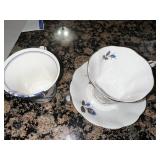 Porcelain Floral Blue Cups Set