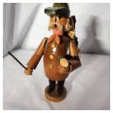 Vintage Erzgebirge Sticks & Pipe Smoker Incense Burner Wood Figure Woodsman Measuring 7.5 Inches Tall