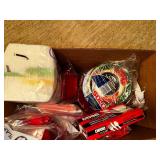 Large Box Of Paper Products, Seasonal Plates, Napkins, Cups, As Seen In Photo