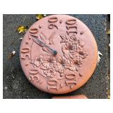 Terracotta Hummingbird Wall Clock and Thermometer