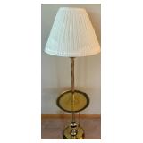 Vintage Brass Colored Floor Lamp with Tray