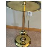 Vintage Brass Colored Floor Lamp with Tray