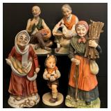 Porcelain Figurines / Fall with Son, Elder women and Elder Man