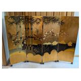 Painted Wood Cherry Blossom and Bamboo Screen