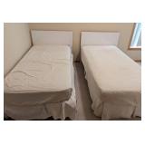 Pair of White Wood Twin Beds