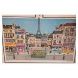 Framed Paris Street Scene Lithograph