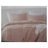 3 Piece Comforter Set-Full/ Queen-Pink/ Raised Ridges