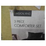 3 Piece Comforter Set-King/ Cal King-Black/ Raised Ridges