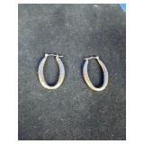 New! 14K Yellow Gold Diamond-Cut Oval Hoop Earrings