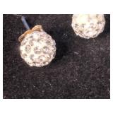 14K Yellow Gold 6mm White Crystal Ball Earrings