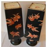 Pair of Vintage Coy Fish Vases