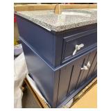 Home Decorators Collection Fremont 72 in. Double Sink Navy Blue Bath Vanity with Grey Granite Top (Assembled) Retail $1749