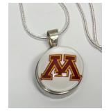 University of Minnesota Snap Necklace with Sterling Silver Chain