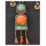 Pair of Tibetan Beaded Stone Necklaces