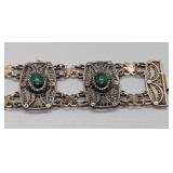 Pair of Vintage Sterling Silver and Malachite Bracelets