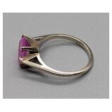 Pink Sapphire and 10k White Gold Ring