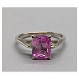 Pink Sapphire and 10k White Gold Ring