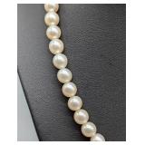 Vintage Pearl Necklace with 14k Gold Flower Clasp