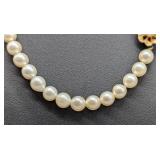 Vintage Pearl Necklace with 14k Gold Flower Clasp