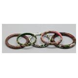 Five Cloisonné Bangle Bracelets