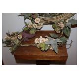 Vintage Home Decor Plant Pedestal Stand, Oval Wall Mirror