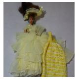 1966 Twist-and-Turn Barbie Mattel Blonde Malaysia Yellow Sheer and Yellow Crocheted Dress