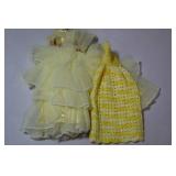 1966 Twist-and-Turn Barbie Mattel Blonde Malaysia Yellow Sheer and Yellow Crocheted Dress