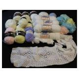 Bulk Yarn By Cascade, Red Heart, Caron Baby Sayelle, Peter Pan Etc. w/Crocheted Project Started…