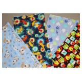 Assorted Children’s Soft Flannel Fabrics Cut, Pre-Washed and Ready for More Bibs, Doll Clothes Etc