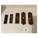 Set of 5 Antique door plates