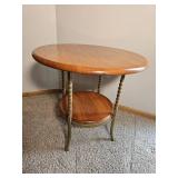 Oak Accent Table with Twisted Iron Legs