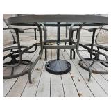 Scrolled Detail Patio Dining Set ~ Table * Chairs * Umbrella