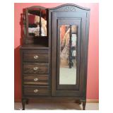 Vintage Walnut Armoire with Vanity Mirrors