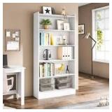 Earlimart 72 in. Tall Modern Wood Tall Etagere Bookcase, White Bookshelf Organizer With 6-Tier Storage Shelf Customer Returns See Pictures