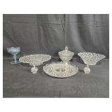 Collection of Depression Glass & Crystal Glassware & Serving Dishes - Elegant Designs