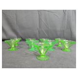 Uranium Glass Set of 10 Vintage Green Glass Dessert Cups - Elegant Design