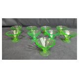 Uranium Glass Set of 10 Vintage Green Glass Dessert Cups - Elegant Design