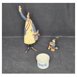 Group of 2 Decorative Williraye Figurines - Americana Theme & Stoneware Miniature Crock