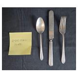 Set of 3 Vintage Stratford Plate Silver Plated Utensils - Fork, Knife, Spoon