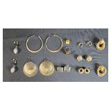 Group of 12 Mixed Gold and Silver Tone Earrings and Jewelry