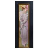 Framed Vintage Print of Lady in Pink Dress - Antique Classic Collection