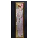 Framed Vintage Print of Lady in Pink Dress - Antique Classic Collection